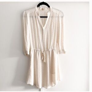 Aritzia BABATON Silk Bennett Dress cream ivory long sleeve pattern print